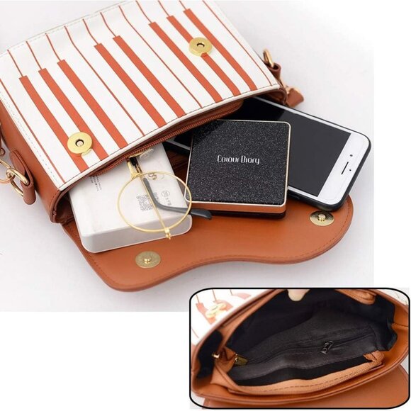 Women's Pink Stylish Piano Shape Cross-Body Shoulder Strap PU Satchel Handbags - Picture 6 of 6